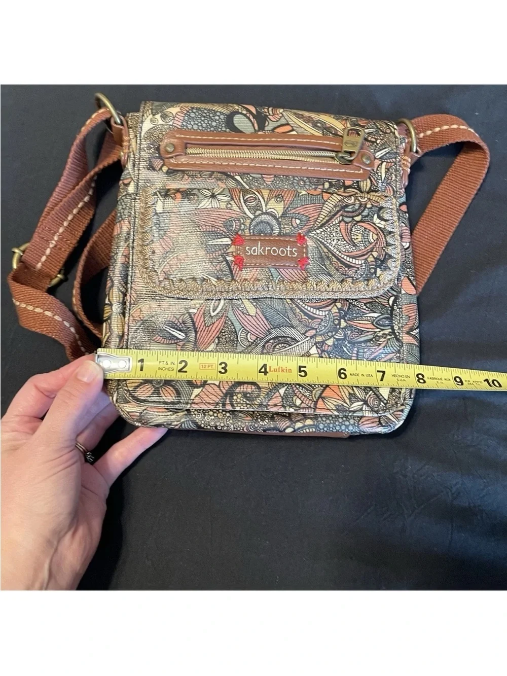 Sakroots Crossbody Purse Handbag Flap Messenger Tote Zip ID Card Bag Bird Peace